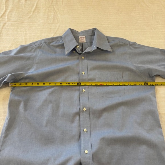 Brooks Brothers Non-Iron Cotton Dress Shirt 16.5 34 Traditional Fit Blue Oxford - Picture 8 of 9
